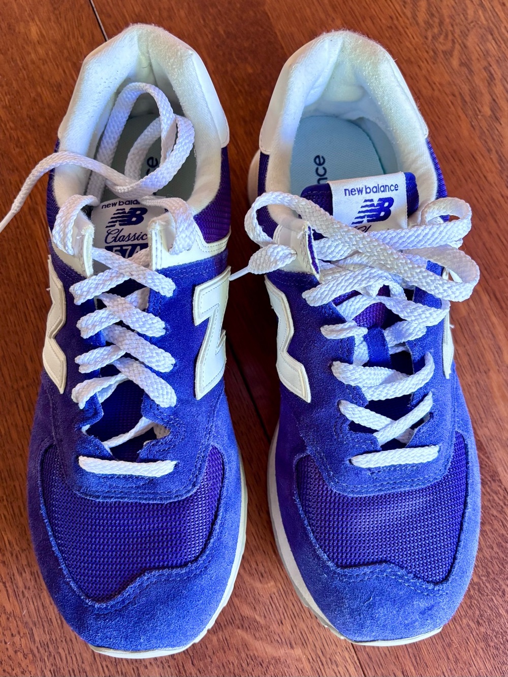 New Balance Blue and White 574 Athletic Sneakers